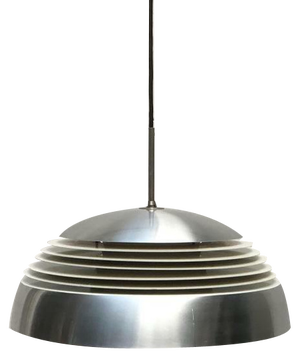 Mid-Century German Space Age Aluminum and Glass Pendant Lamp from Doria, 1960s
