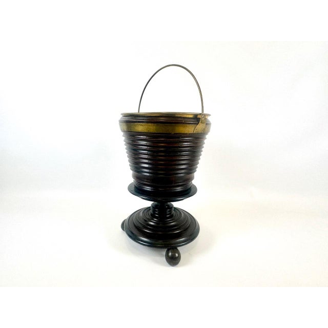 19th Century Regency Mahogany Ebonized Wooden Peat Bucket with Brass Lining For Sale - Image 6 of 17
