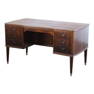 Mid-Century Modern Art Deco Mahogany Writing Desk, 1950s For Sale