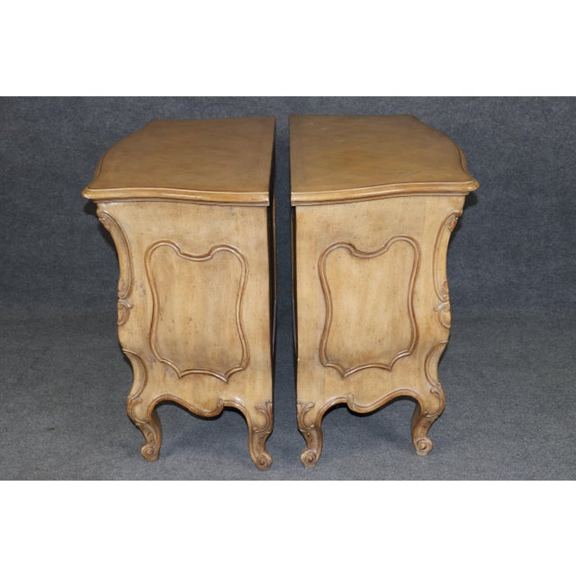 French Country Pair Country French Carved Drawer Commodes by Auffray Furniture For Sale - Image 3 of 14