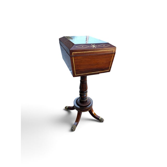 English Regency Rosewood and Brass-Inlaid Tea Poy, Circa 1820 For Sale In Los Angeles - Image 6 of 8