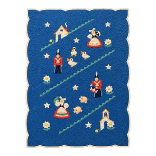 1930s Antique Handmade Dutch Folk Art Applique Child’s Nursery Quilt Textile Art For Sale