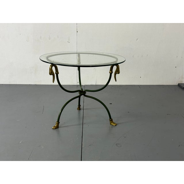Regency Steel & Brass Swann Head Side Table from Maison Jansen, 1970s For Sale - Image 6 of 10