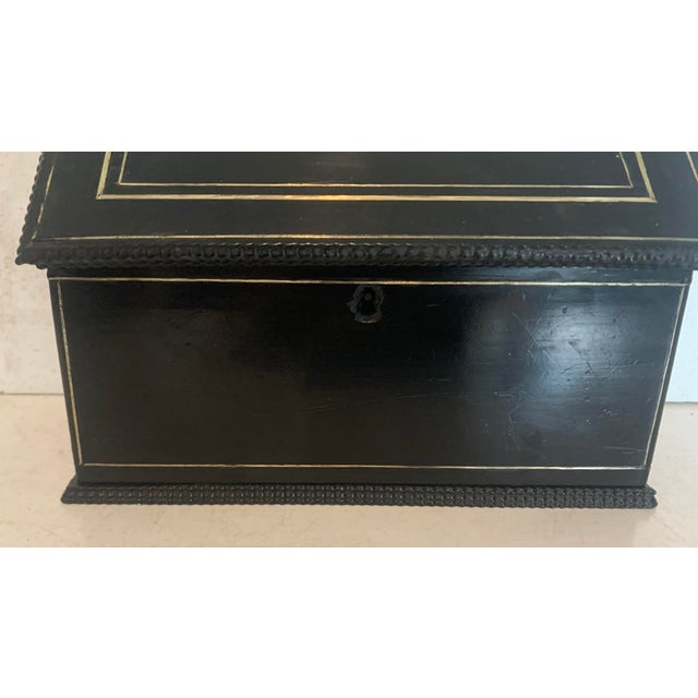 Napoleon III Letter Box in Black Wood and Marquetry, 19th Century For Sale - Image 4 of 12