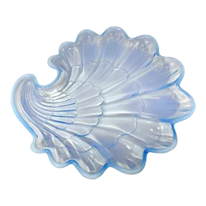 1960s Duncan Miller Sanibel Blue Opalescent Shell Scalloped Edge Plate