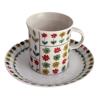 Berlin Parisian Spring Coffee Cup and Saucer by Hans-Theodor Baumann for Rosenthal Germany, 1981, Set of 2 For Sale