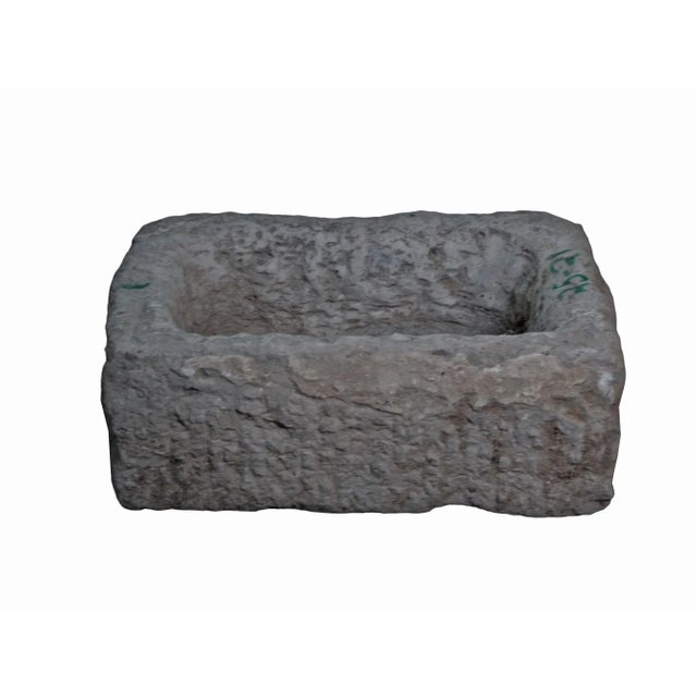Chinese 19" Inch Long Hand Chiseled Stone Trough 24-21 For Sale - Image 3 of 6
