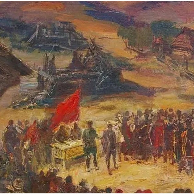 Soviet War Oil Painting, Ukrainian Artist Migulko, Socialist Realism Art 85-85 For Sale - Image 4 of 6
