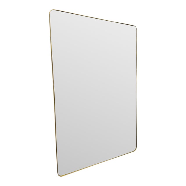 Large Italian Brass Framed Mirror, 1970s For Sale