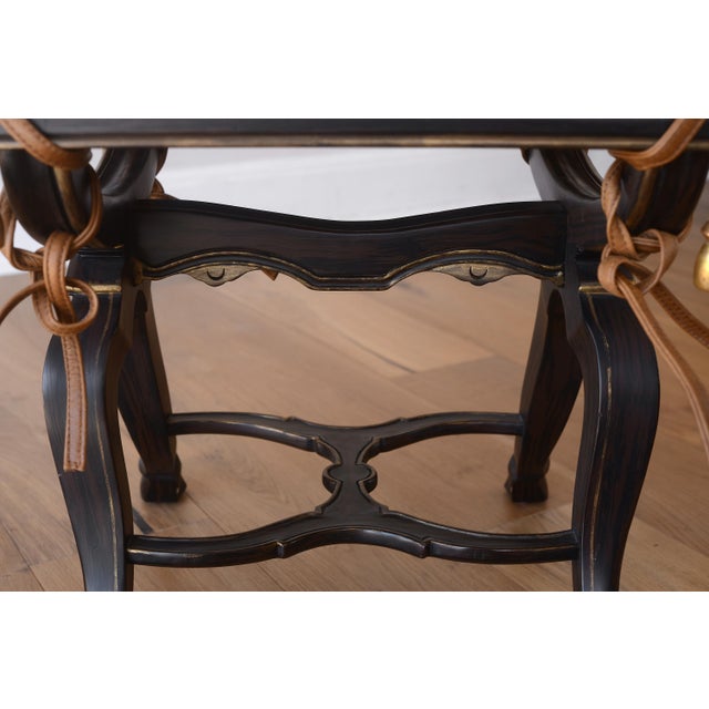 Neoclassical X-Frame Stools With Leather Cushions - A Pair For Sale - Image 9 of 17