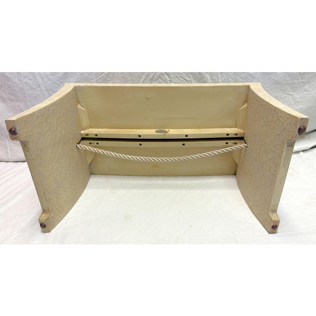Beige Vintage Tassel Pagoda Bench by Thomas Pheasant for Baker Furniture in Crackle Finish For Sale - Image 8 of 12