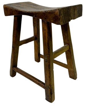 Antique Rustic Elm Stool