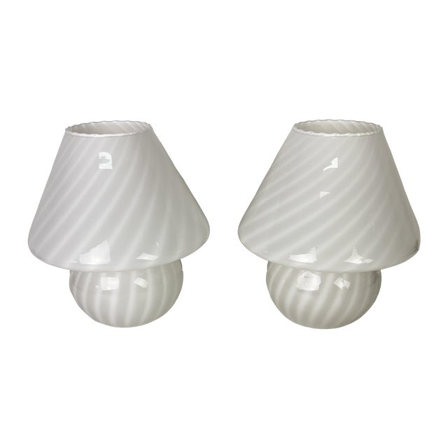 Venetian Murano Glass Bedside Lamps, 1960, Set of 2 For Sale