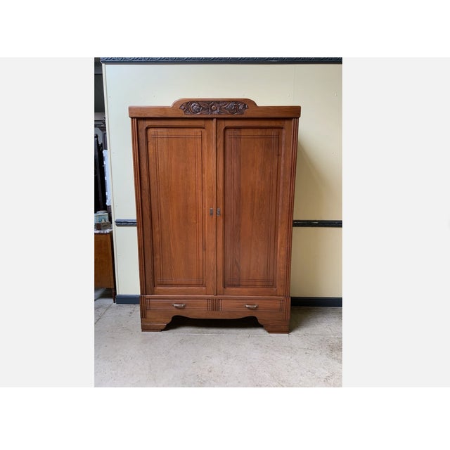 Vintage Art Deco Wardrobe in Oak, 1930 For Sale - Image 4 of 9
