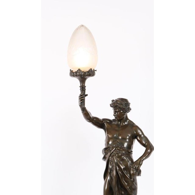Large Antique French of Gloire et Fortune Lamp Bronze, 1890s For Sale - Image 3 of 18