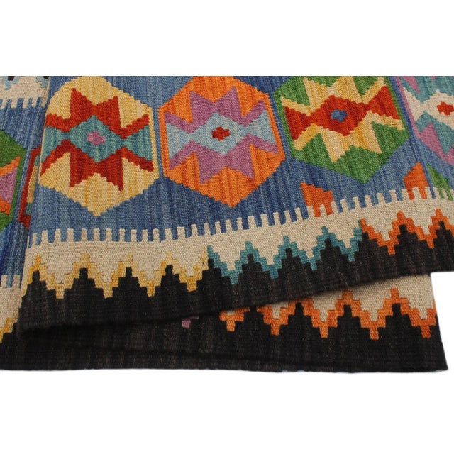 1990s 1990s Kilim Blue Rust Wool Rug - 8'4" X 11'6" For Sale In New York - Image 6 of 7