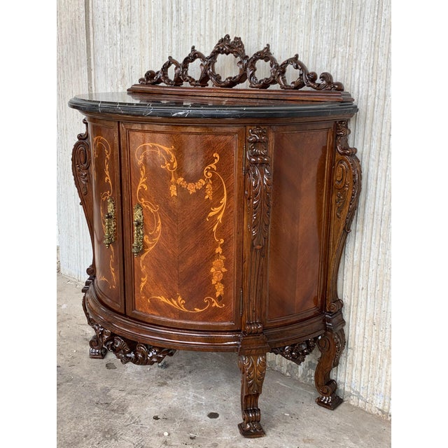 Pair of Carved and Marquetry Nightstands with Two Doors and Hidden Drawer For Sale - Image 18 of 18
