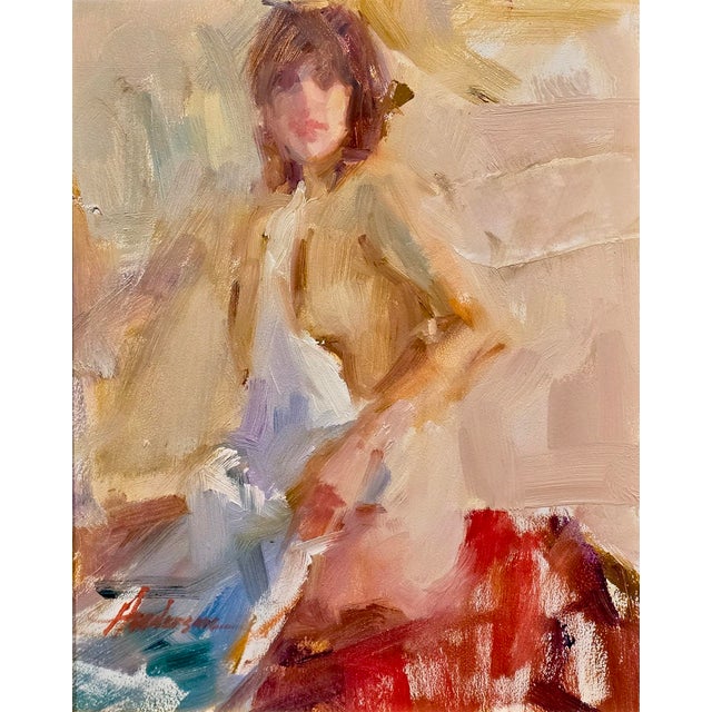 Anderson Carolyn Anderson - Impressionist Seated Female Nude-Oil Painting For Sale - Image 4 of 9