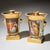 Pair of decorative porcelain potpourri vases, adorned with polychrome gallant scenes in the historicist style. Finely...