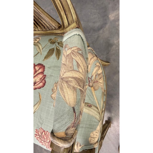 Vintage Italian Neoclassical Giltwood Bird Arm Chair With Botanical Floral Upholstery For Sale - Image 11 of 14