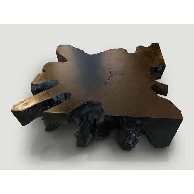 Andrianna Shamaris Impressive Charred Teak Wood Coffee Table or Console For Sale - Image 17 of 18