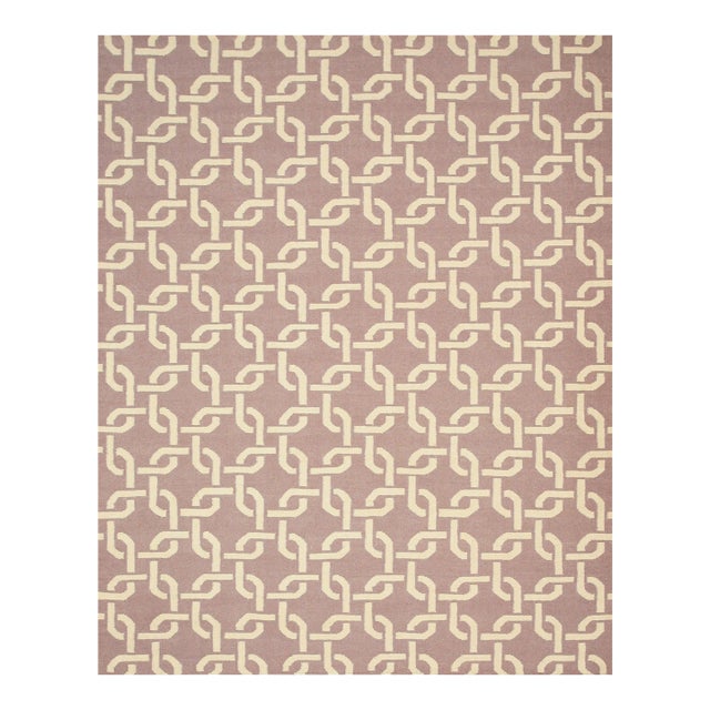 8x10 Sloane Cozy Purple Large-Scale Interlocking Chain Modern Flatweave Wool Rug For Sale