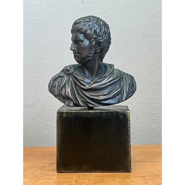 Vintage Roman Emperor Bust on Plinth For Sale - Image 10 of 12