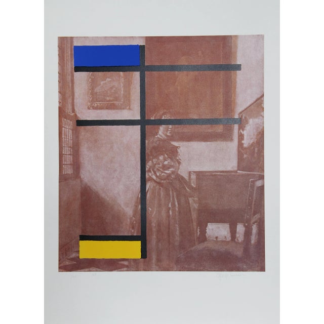 Modern George Deem, Mondrian With Vermeer, Lithograph With Silkscreen For Sale - Image 3 of 3