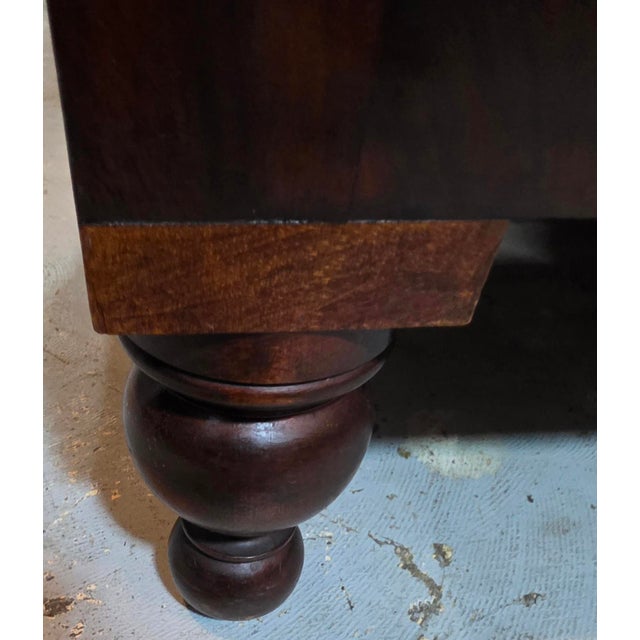 Wood Antique American Classical Bookmatched Crotch Black Walnut Chest of Drawers With Turned Bun Feet, Circa 1845 For Sale - Image 7 of 16