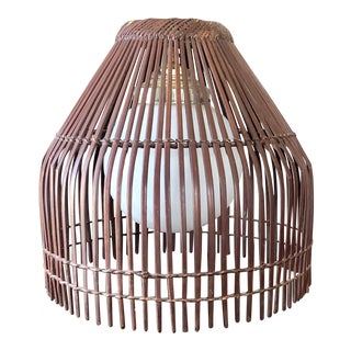 Mid Century Bamboo Rattan Pendant Light For Sale