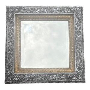 Victorian Aesthetic Era Gesso Gold Silver Gilt Wood Framed Mirror