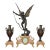 Antique French 1896 “Amour Irresistible” Angel Statue Pink Marble 3-Piece Clock Set For Sale