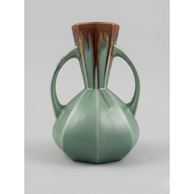 Art Deco Green and Brown Pour Glazed Vase from Faïencerie De Bruyn, France, 1940s For Sale - Image 3 of 8