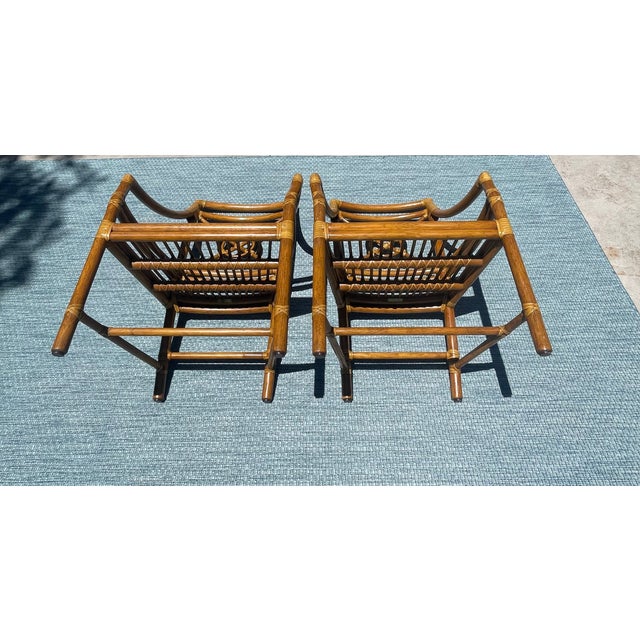 Pair of Authentic McGuire Target Back Vintage Rattan Armchairs For Sale - Image 9 of 10