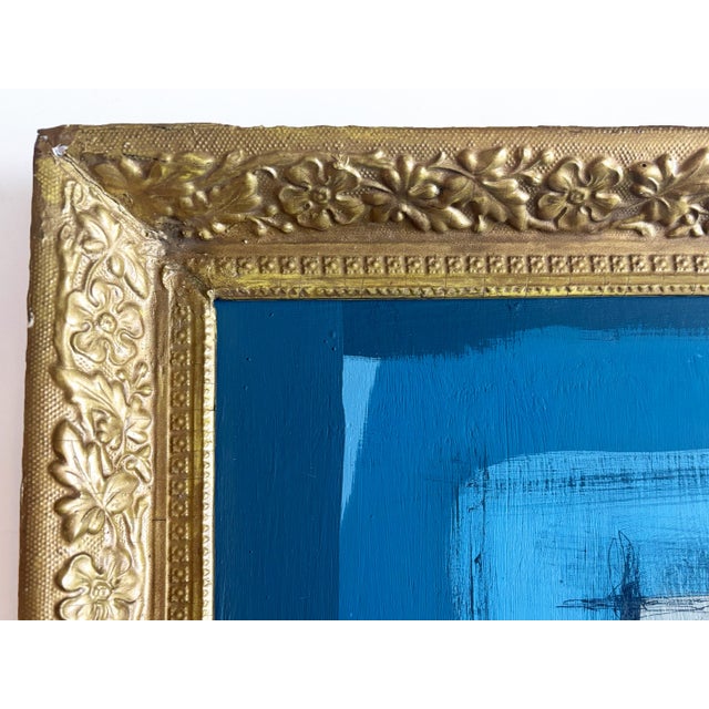 Beige “Tranquility” Abstract Art in Antique Frame, Transitional Living Room Art by JTS For Sale - Image 8 of 10