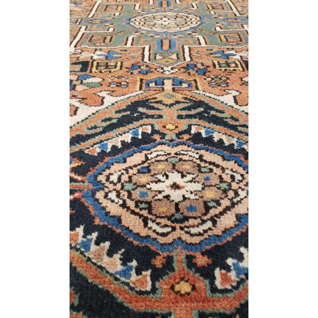 Vintage Persian Karaja Rug, Handmade Wool Oriental Rug, Rust, Ivory, Light Blue For Sale - Image 13 of 18