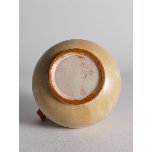 Art Deco Beige Ceramic Vase with Red Handles by Anna-Lisa Thomson for Upsala Ekeby, 1930s For Sale - Image 10 of 16
