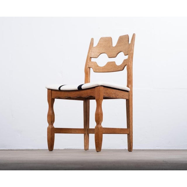Brown Vintage Razor Blade Oak Dining Chairs by Henning Kjærnulf, 1960s, Set of 4 For Sale - Image 8 of 10