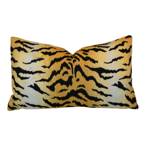 Designer Tiger Stripe Italian Velvet Feather/Down Pillow