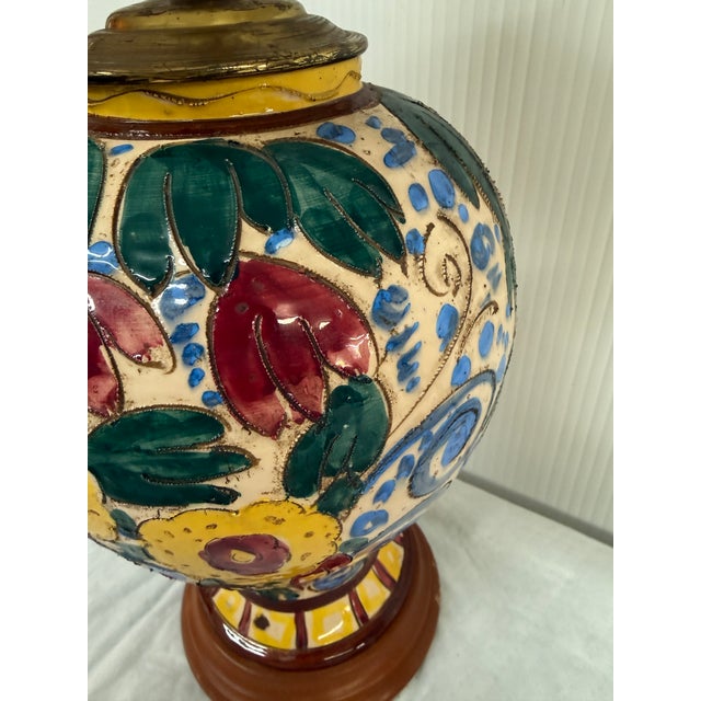 Majolica Sgrafitto Table Lamp, Italian For Sale - Image 4 of 12