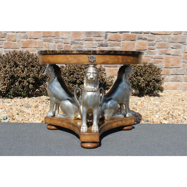 Maitland-Smith Silver Gilt Lion Table With a Faux Tortoiseshell Top For Sale - Image 18 of 18