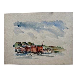 Henry Emil Salloch Original Watercolor on Paper Belfast, Maine. 1948. For Sale