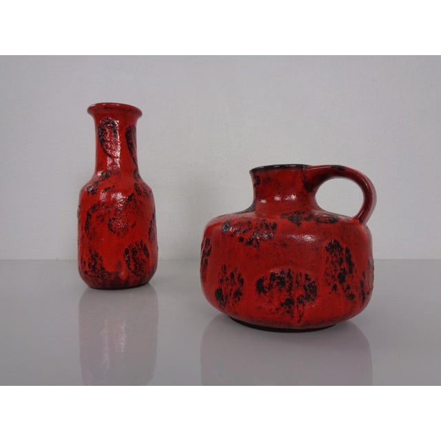 1960s Red Lava Ceramic Vases from Gräflich Ortenburg, 1960s, Set of 2 For Sale - Image 5 of 18