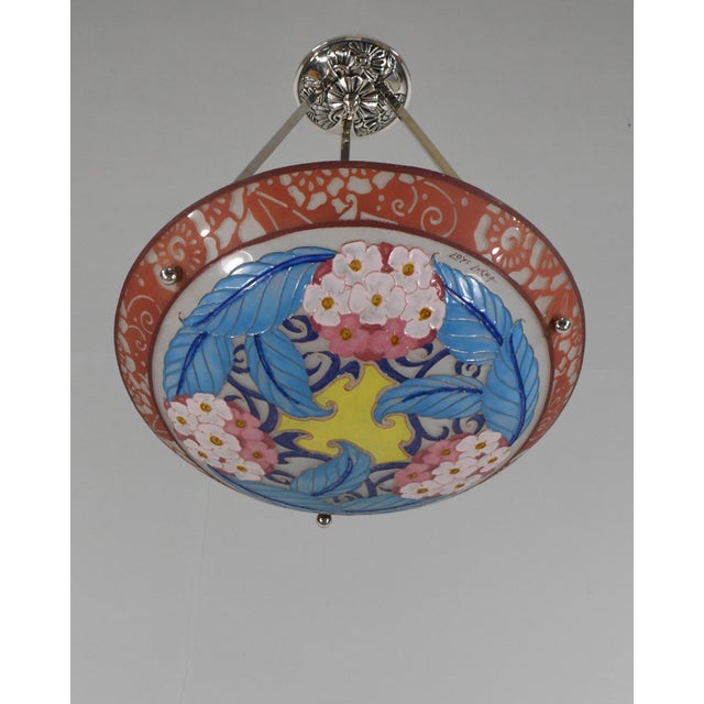 Art Deco French Art Deco Pendant Light by Loys Lucha - 1930 Chandelier France For Sale - Image 3 of 13
