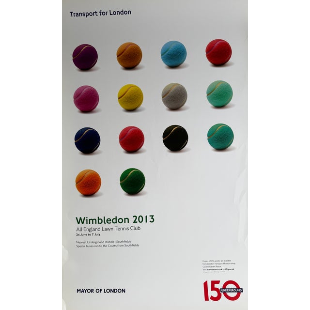Original travel and sport poster for the Wimbledon 2013 Championships (All England Lawn Tennis Club, 24 June – 7 July),...
