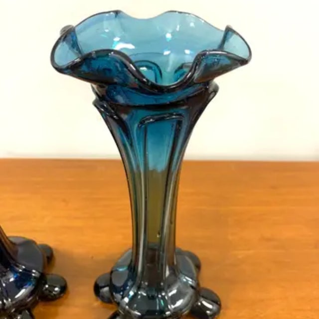 Mid-Century Modern Czechoslovakian Blue Vases, 1960s, Set of 2 For Sale - Image 3 of 10