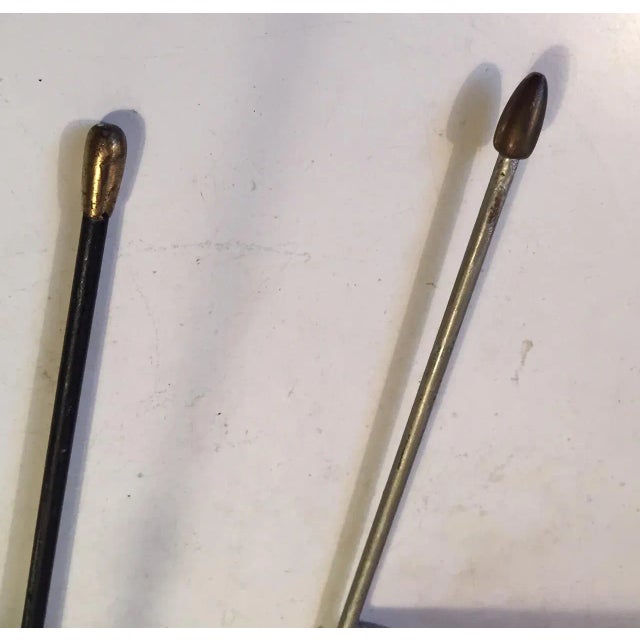 Metal Italian Modernist Tripod Table Lamps with Brass Accents, 1950s, Set of 2 For Sale - Image 7 of 8