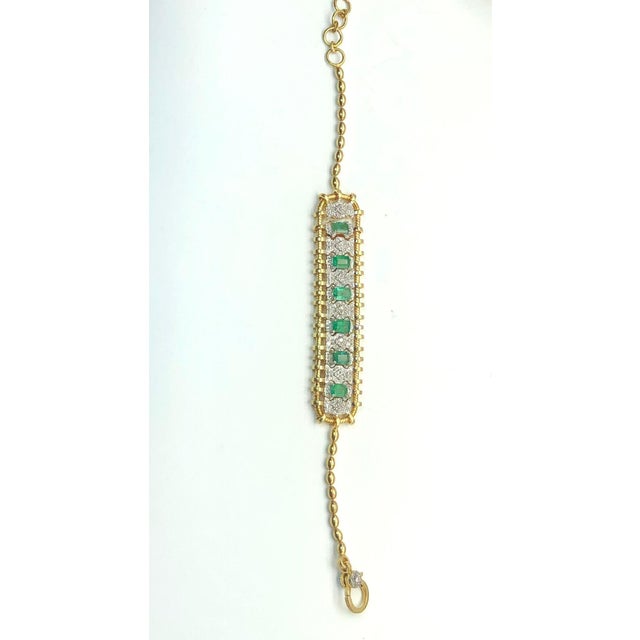 Green Bochic “Vintage Retro” Diamonds & Emeralds Bracelet Set In 18K Gold & Silver For Sale - Image 8 of 14