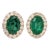 Emerald Stud Earrings with Earth Mined Diamonds in Solid 14K Yellow Gold Oval 7x5mm, a Pair For Sale