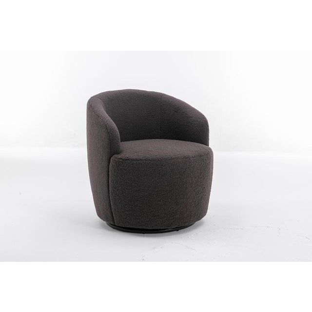 Not Yet Made - Made To Order Cozy Swivel Barrel Chair, Modern Boucle Lounge Seating, Compact Accent Furniture For Sale - Image 5 of 17